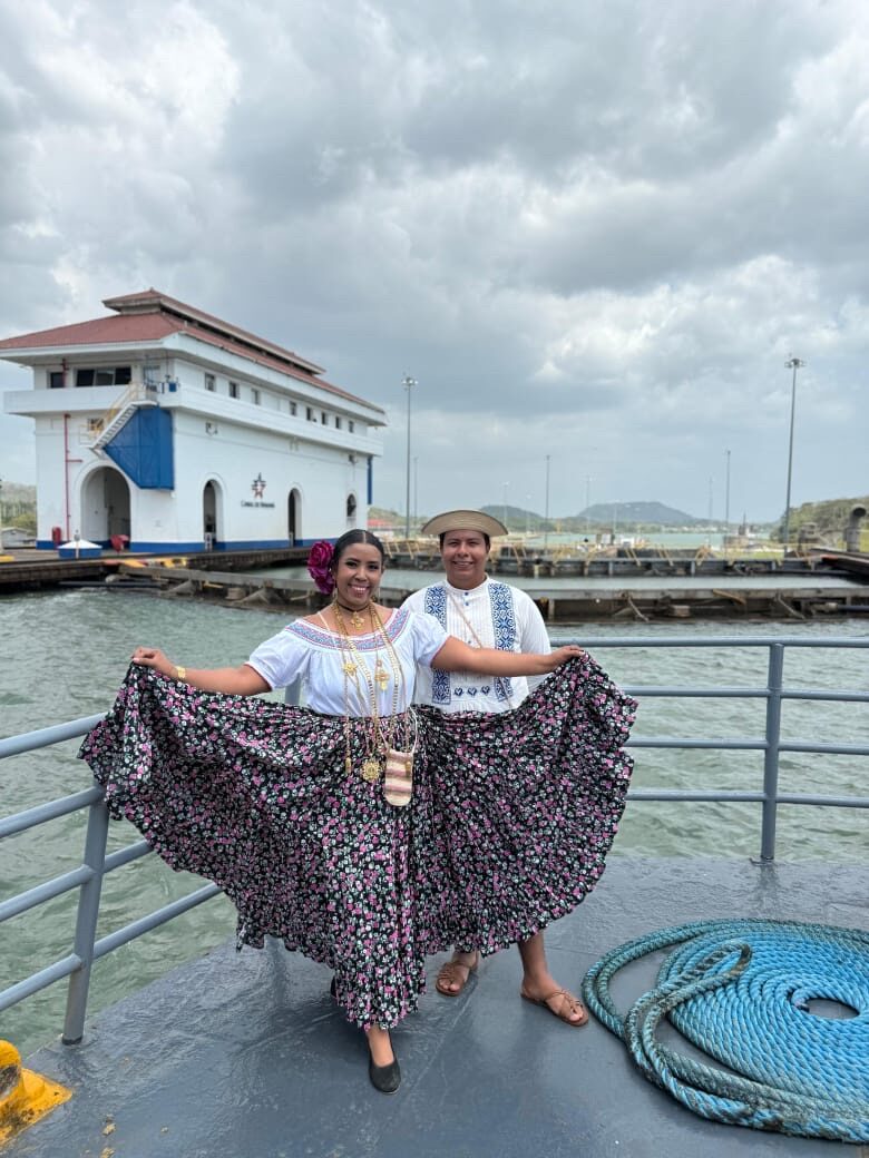 Traditional dancers at the Panama Canal